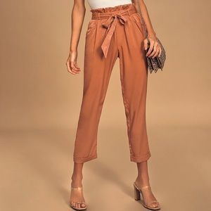 Lulus terracotta paper bag waist pants